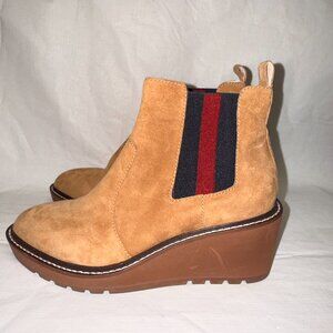 Cecelia New York Gwen Suede Wedge Boots - Nutella Tan - Size 6.5